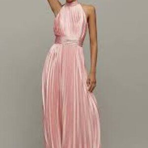 Mac Duggal Pink Pleated Maxi Dress
